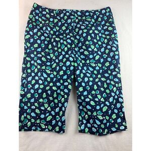 Talbots Capri‎ Pants Cropped Blue Green Print Casual Comfort Size 18W